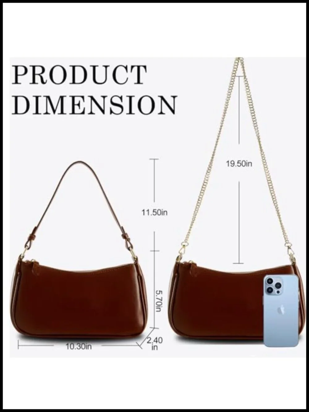 Vegan Leather Hobo Sling Tote Handbag with Removable Straps and Zipper Closure